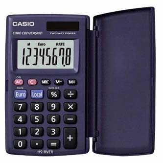 Casio Kalkulačka HS 8 VER, černá, kapesní, osmimístná, velký displej