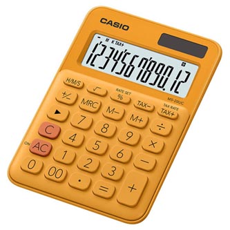 Casio Kalkulačka MS 20 UC RG, oranžová, dvanáctimístná, duální napájení