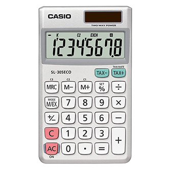 Casio Kalkulačka SL 305 ECO, stříbrná, kapesní, osmimístná