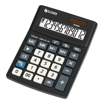 Eleven kalkulačka CMB1201-BK, černá, stolní, dvanáctimístná, duální na, pájení
