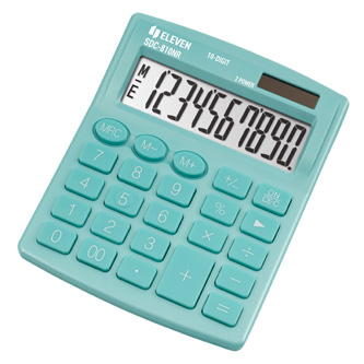 Eleven kalkulačka SDC810NRGNE, tyrkysová, stolní, desetimístná, duální,  napájení