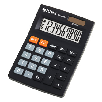 Eleven kalkulačka SDC022SR, černá, stolní, desetimístná, duální napáje, ní