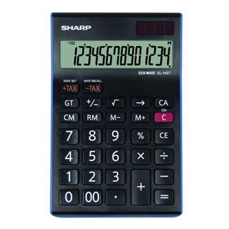 Sharp Kalkulačka EL145TBL, černo-modrá, stolní, čtrnáctimístná