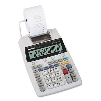 Sharp Kalkulačka EL1750V, bílá, stolní s tiskem, dvanáctimístná, bez adaptéru