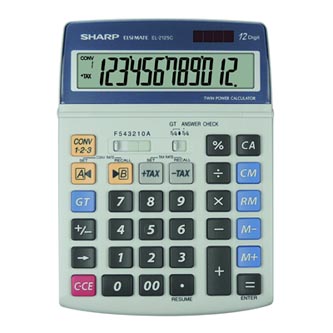 Sharp Kalkulačka EL2125C, šedá, stolní, dvanáctimístná
