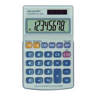 Sharp Kalkulačka EL250S, šedo-modrá, kapesní, osmimístná