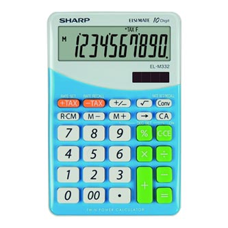 Sharp Kalkulačka ELM332BBL, modro-bílá, stolní, desetimístná