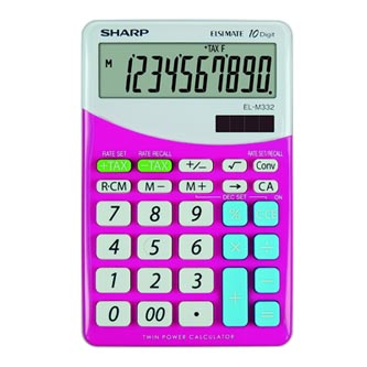 Sharp Kalkulačka ELM332BPK, růžovo-bílá, stolní, desetimístná