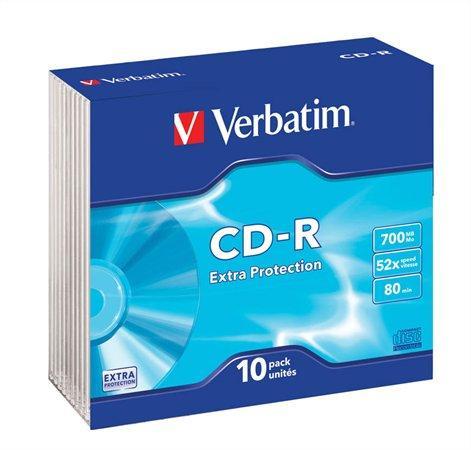 CD-R 700MB, 80min., 52x, DL Extra Protection, Verbatim, slim box, 10ks/bal.