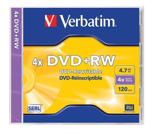 DVD+RW, 4,7GB, 4x, Verbatim, jewel box