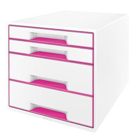 Zásuvkový box "Wow Cube", bílá/růžová, 4 zásuvky, LEITZ