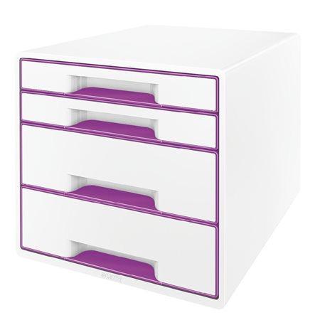 Zásuvkový box "Wow Cube", bílá/fialová, 4 zásuvky, LEITZ
