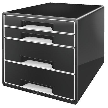Zásuvkový box "Cube", černá, 4 zásuvky, plast, LEITZ