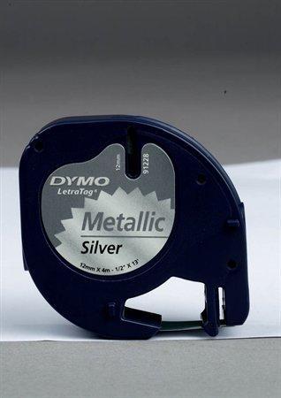Páska, 12 mm x 4 m, DYMO "Letratag", stříbrná