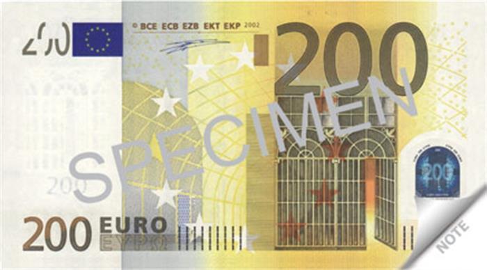 Poznámkový blok "200 Euro", 70 listů, 114 x 61,5mm, PANTA PLAST 0423-0056-99