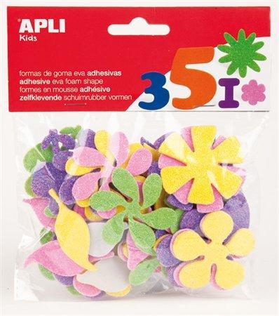 Samolepicí pěnovka "Eva Sheets", mix barev, se třpytkami, tvar květiny, 48 ks, APLI 13078