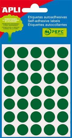 Etikety, zelené, kruhové, průměr 13 mm, 175 etiket/balení, APLI