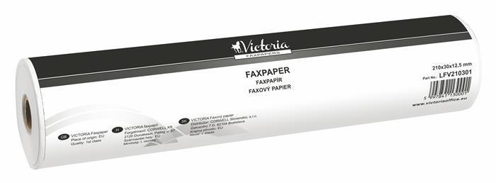 Faxový papír, 210 mm x 30 m x 12,5 mm  (šířka x délka x vnitřní průměr), VICTORIA