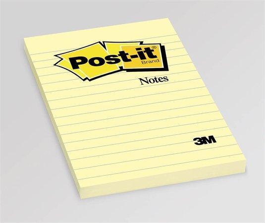 Samolepicí bloček, žlutá, 101 x 152 mm, 6x 100 listů, linkovaný, 3M POSTIT 7100172753
