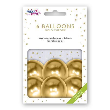 Balónek, metalická zlatá, 30 cm, PUKKA PAD PTY019