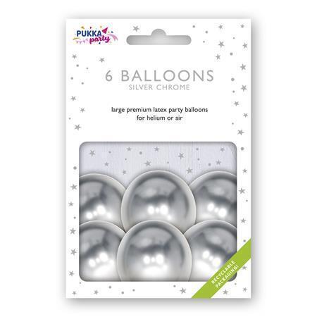Balónek, metalická stříbrná, 30 cm, PUKKA PAD PTY020