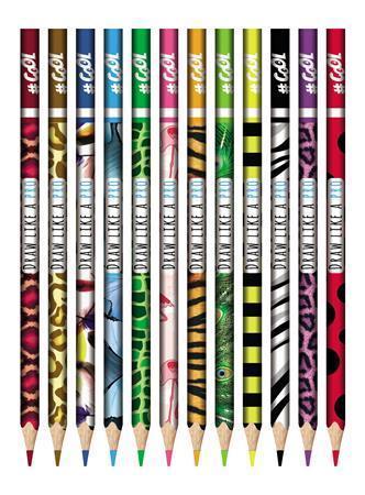 Sada barevných pastelek "Wildlife", 12 různých barev, trojúhelníkový tvar, COOL BY VICTORIA