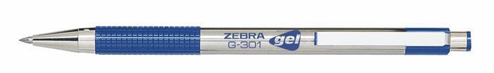 20732 Gelové pero "G-301", modrá, 0,38 mm, stiskací mechanismus, ZEBRA