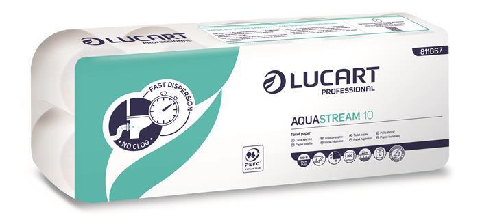 Toaletní papír "Aquastream 10", bílá, 2-vrstvý, 22 m, LUCART