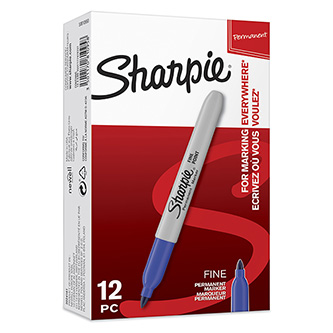 Sharpie, popisovač Fine, modrý, 12ks, 0.9mm, permanentní