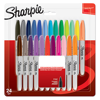 Sharpie, popisovač Fine, mix barev, 24ks, 0.9mm, permanentní, blistr