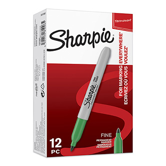 Sharpie, popisovač Fine, zelený, 12ks, 0.9mm, permanentní