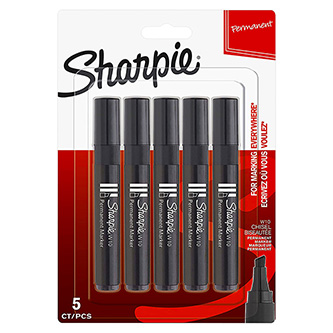 Sharpie, popisovač W10, černý, 5ks, 1.5-5mm, permanentní, blistr