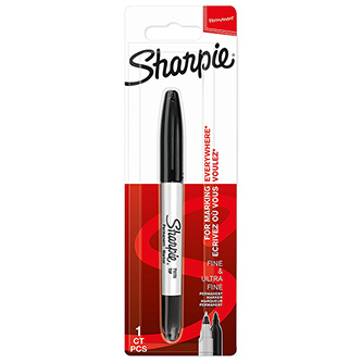 Sharpie, popisovač twin tip, černý, 1ks, 0.5/0.9mm, permanentní, blistr