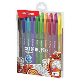 Berlingo, sada rollerů gelových, color, 10ks, 0.5mm, Triangle gel