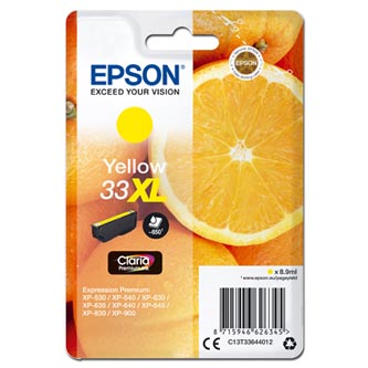 Epson originální ink C13T33644012, T33XL, yellow, 8,9ml, Epson Expression Home a Premium XP-530,630,635,830