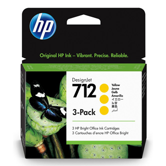 HP originální ink 3ED79A, HP 712, yellow, 29ml, HP 3-pack DesignJet Studio,T210,T230,T250,T630,T650
