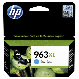 HP originální ink 3JA27AE, HP 963, cyan, 1600str., 22.92ml, high capacity, HP Officejet Pro 9010, 9012, 9014, 9015, 9016, 9019/P