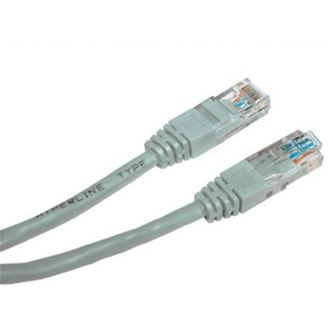 Síťový LAN kabel UTP crossover patchcord, Cat.5e, RJ45 samec - RJ45 samec, 5 m, nestíněný, křížený, šedý, k propojení 2 PC, Logo b