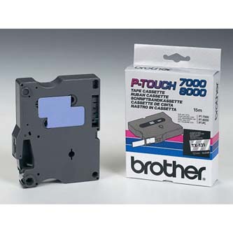 Brother originální páska do tiskárny štítků, Brother, TX-131, černý tisk/průsvitný podklad, laminovaná, 8m, 12mm