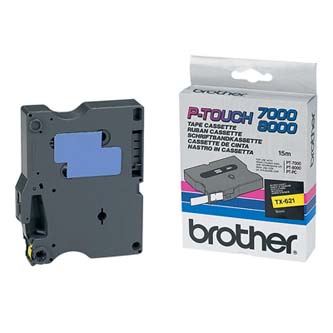 Brother originální páska do tiskárny štítků, Brother, TX-621, černý tisk/žlutý podklad, laminovaná, 8m, 9mm