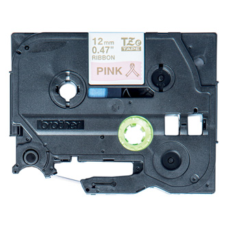 Brother originální páska do tiskárny štítků, Brother, TZE-RE34, zlatý tisk/růžový podklad, 4m, 12mm, pruhovaná