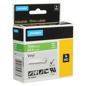 Dymo originální páska do tiskárny štítků, Dymo, 1805420, bílý tisk/zelený podklad, 5,5m, 19mm, RHINO vinylová profi D1