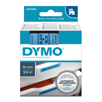 Dymo originální páska do tiskárny štítků, Dymo, 45806, S0720860, černý tisk/modrý podklad, 7m, 19mm, D1