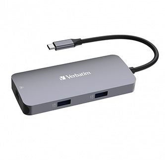 USB (3.2) hub 5-port, 32150, šedá, délka kabelu 15cm, Verbatim, 1x USB C, 2x USB A, 1x HDMI