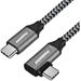PremiumCord USB-C zahnutý kabel ( USB 3.2 GEN 2, 3A, 60W, 20Gbit/s ) 2m hliníkové krytky konektorů, bavlněný oplet