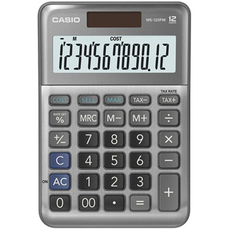 Casio Kalkulačka MS 120 FM, stříbrná, stolní s výpočtem DPH, marže, procent včetně zisku