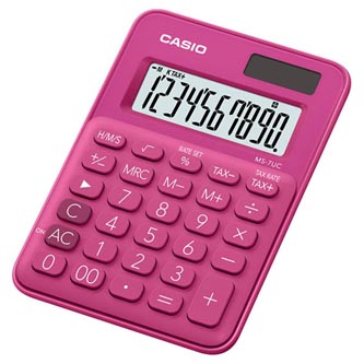 Casio Kalkulačka MS 7 UC RD, tmavě růžová, desetimístná, duální napájení
