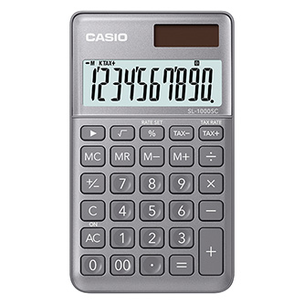 Casio Kalkulačka SL 1000 SC GY, stříbrná, kapesní, desetimístná