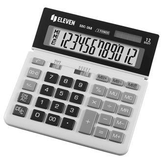 Eleven kalkulačka SDC368, bílo-černá, stolní, dvanáctimístná, duální n, apájení