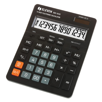 Eleven kalkulačka SDC554S, černá, stolní, čtrnáctimístná, duální napáj, ení